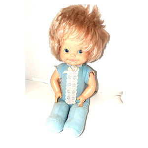 Vintage 1981 15" Vinyl Bye Bye Diapers Doll Mattel Pull String Claps her Hands